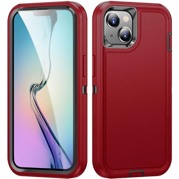 Tradies Case For iPhone 15 Plus - Red Heavy Duty Shockproof Defender Military Grade