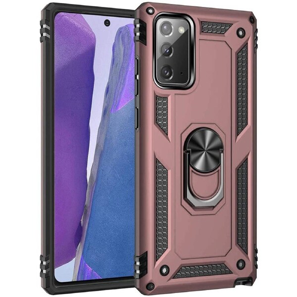 Metal Ring Shock Proof Case For Galaxy Note 20 - Rose Gold