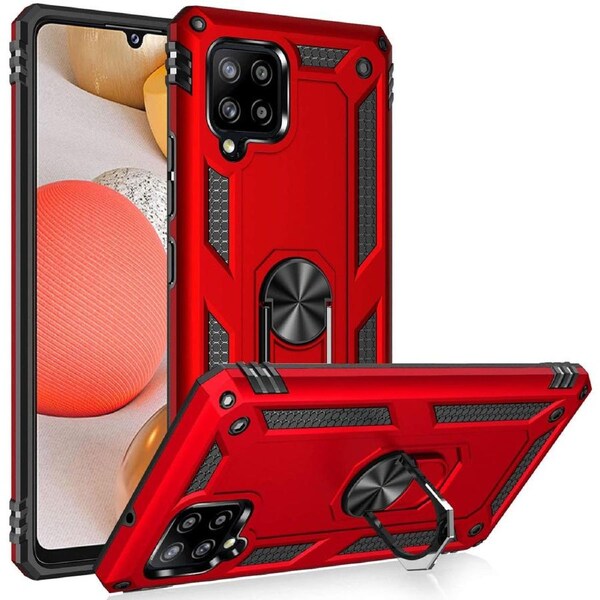 Metal Ring Shock Proof Case For Galaxy A42 5G - Red