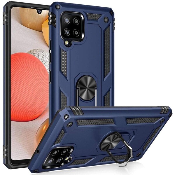Metal Ring Shock Proof Case For Galaxy A42 5G - Navy