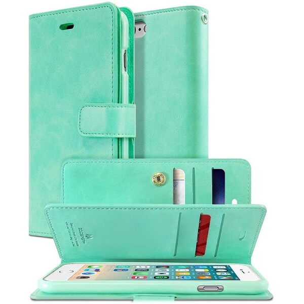 Goospery Mercury Mansoor For iPhone XS - Mint Green Diary Wallet Phone Case