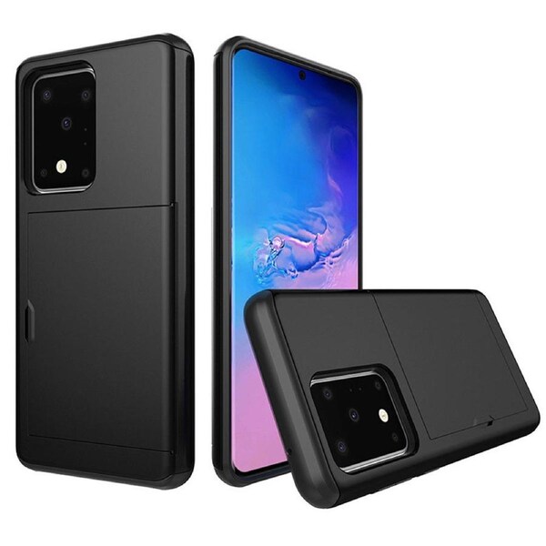 Slide Armor Case Shock Proof Card Slot For Galaxy S20 - Black