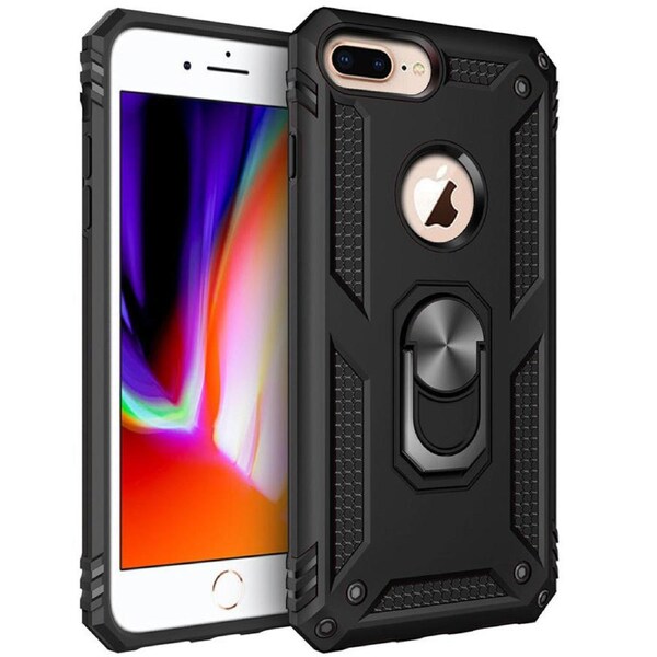 Metal Ring Shock Proof Case For iPhone 7 / 8 / SE 2020 - Black
