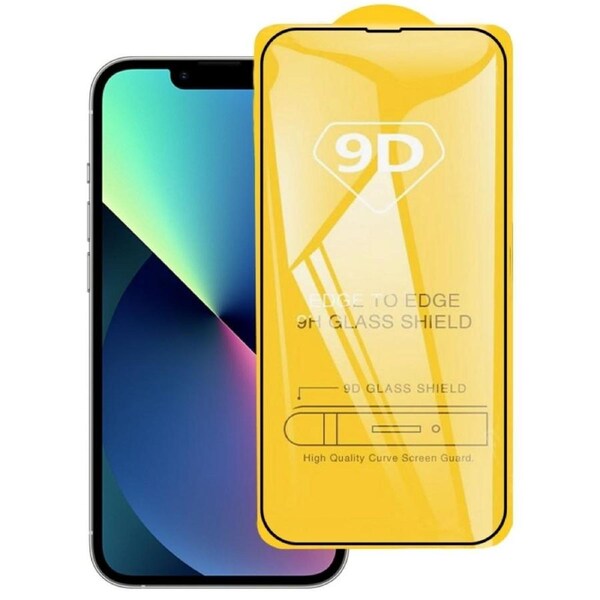 9D Full Cover Premium Tempered Glass For iPhone 14 Plus - Black