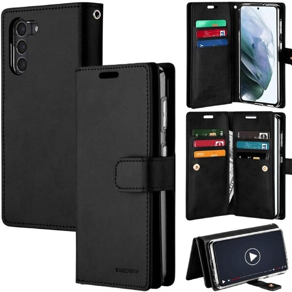 Goospery Mercury Mansoor For Galaxy S21 - Black Diary Wallet Phone Case