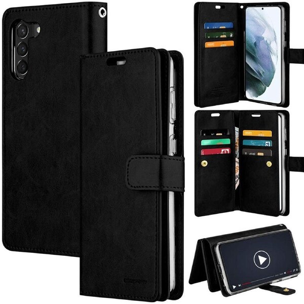 Goospery Mercury Mansoor For Galaxy S21+ Plus - Black Diary Wallet Phone Case