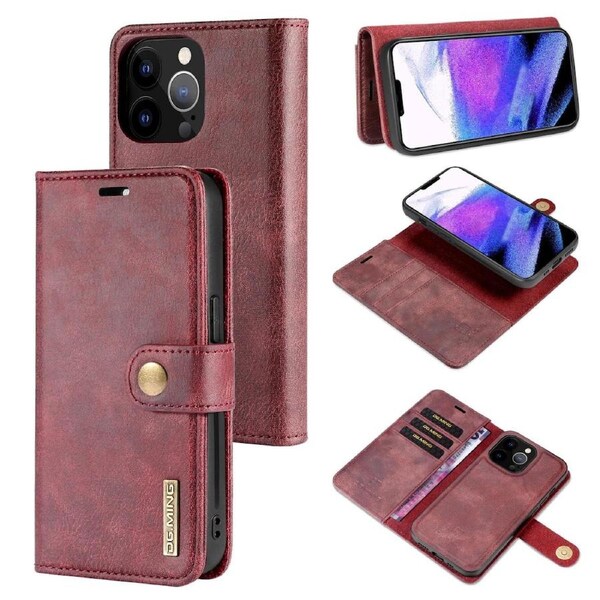 DG.Ming Wallet with Magnetic Case For iPhone 13 Pro Max - Red