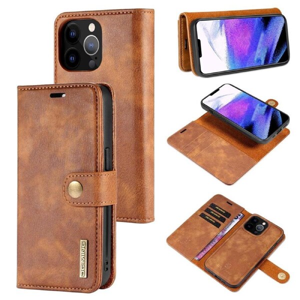 DG.Ming Wallet with Magnetic Case For iPhone 13 Pro Max - Brown