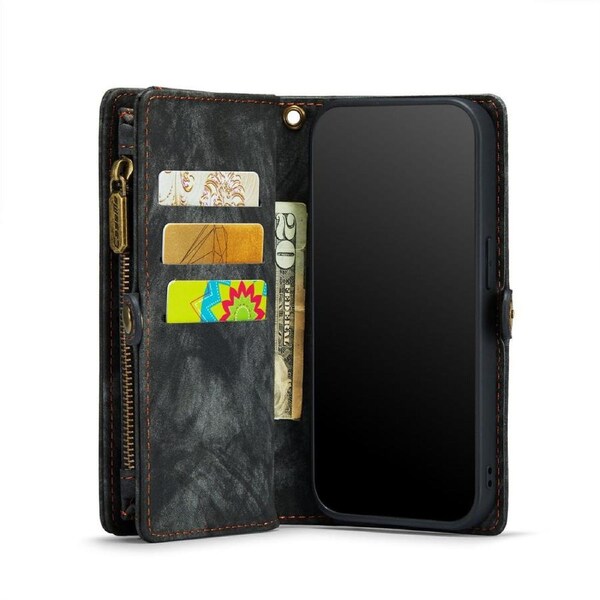 CaseMe 008 Series For iPhone 7 / 8 / SE 2020 - Black Multi-Functional Wallet with Removable Inner Magnetic Case
