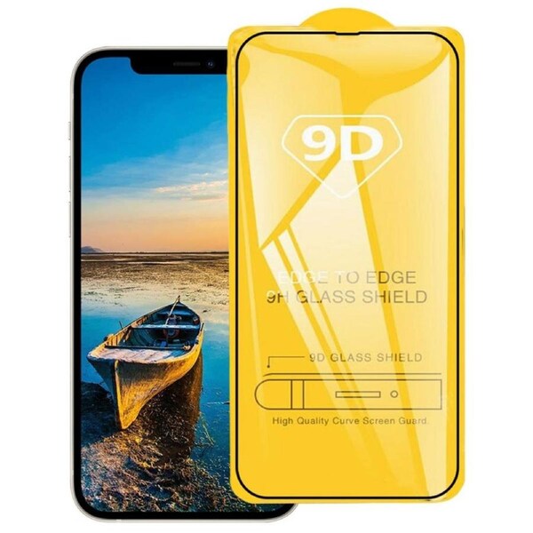 9D Full Cover Premium Tempered Glass For iPhone 13 Mini - Black