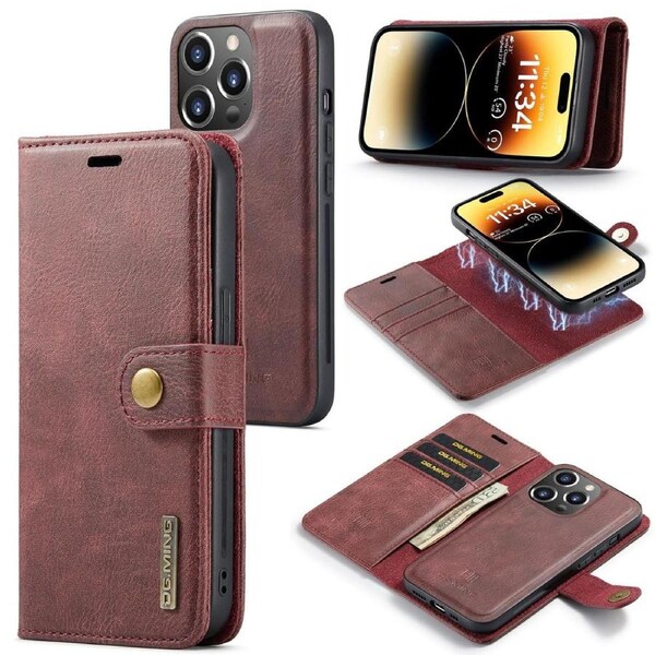 DG.Ming Wallet with Magnetic Case For iPhone 14 Pro - Red