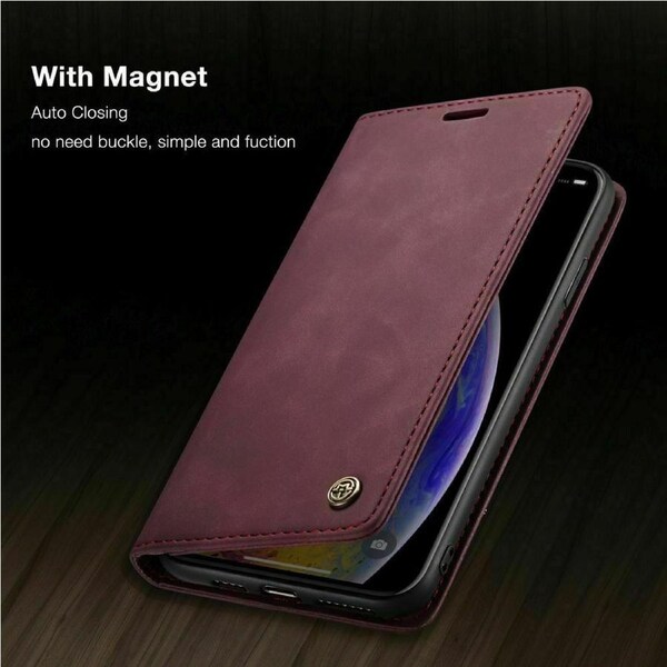 CaseMe 013 Series Slim Compact Wallet Phone Case For Oppo AX5 / A3S - Wine