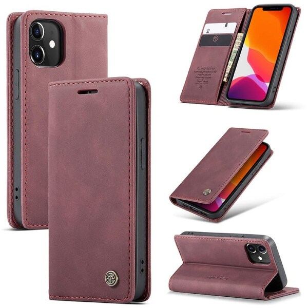 CaseMe 013 Series Slim Compact Wallet Phone Case For iPhone 12 - Wine