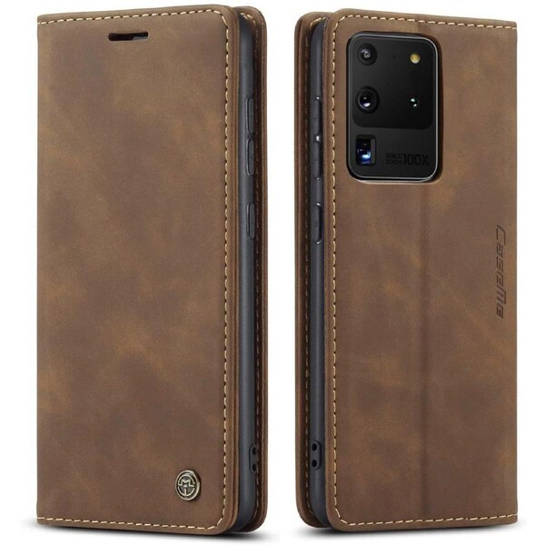 CaseMe 013 Series Slim Compact Wallet Phone Case For Galaxy S20 Ultra - Brown