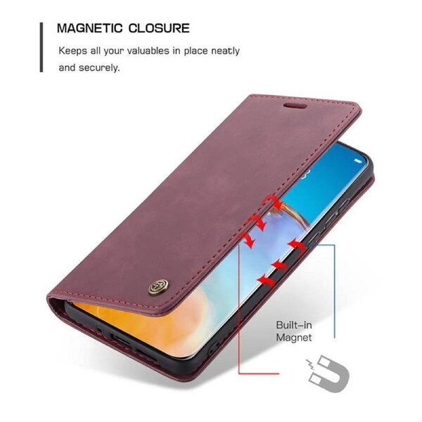 CaseMe 013 Series Slim Compact Wallet Phone Case For Huawei P40 Pro - Wine