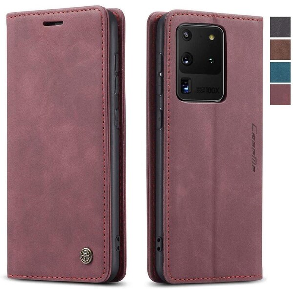 CaseMe 013 Series Slim Compact Wallet Phone Case For Galaxy S20 Ultra - Wine
