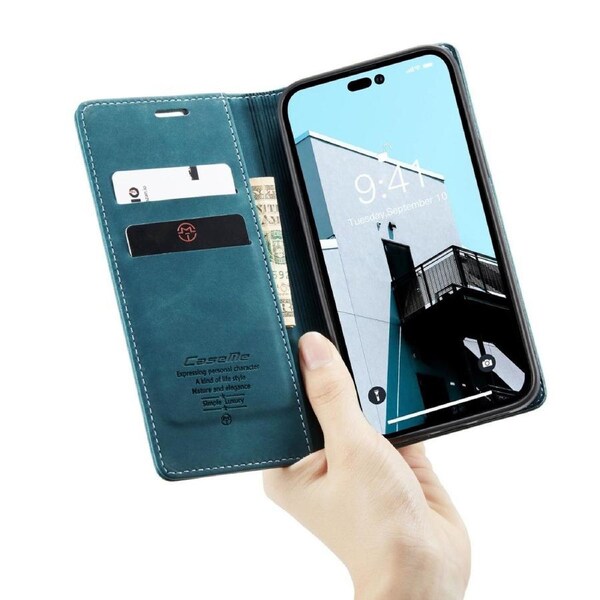 CaseMe 013 Series Slim Compact Wallet Phone Case For iPhone 15 Pro - Blue