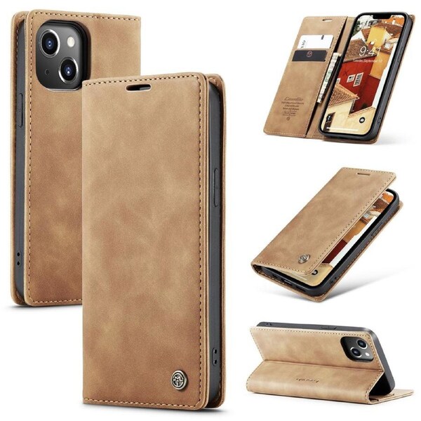 CaseMe 013 Series Slim Compact Wallet Phone Case For iPhone 15 Plus - Brown