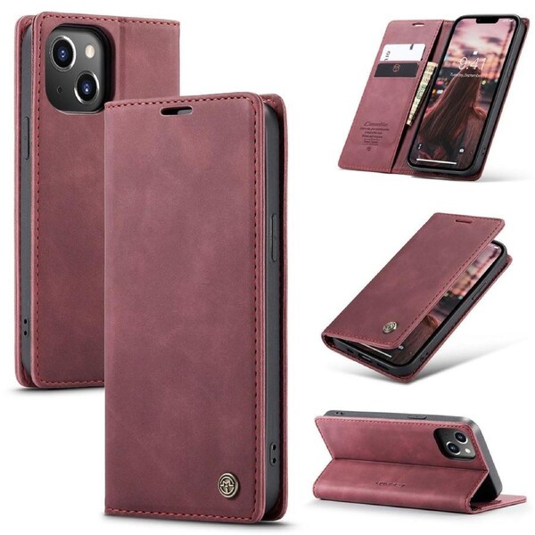 CaseMe 013 Series Slim Compact Wallet Phone Case For iPhone 15 Plus - Wine