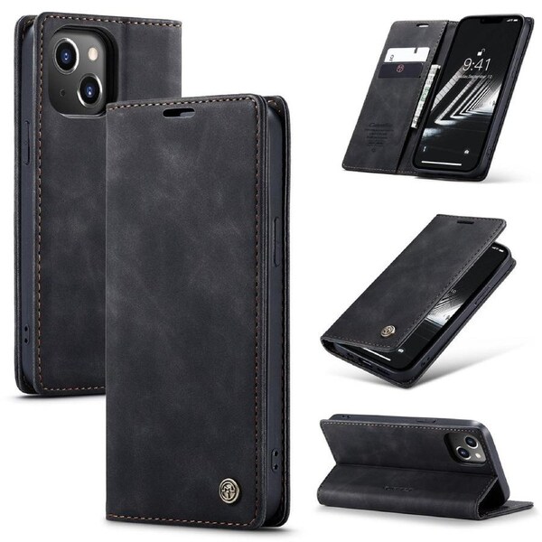 CaseMe 013 Series Slim Compact Wallet Phone Case For iPhone 15 Plus - Black