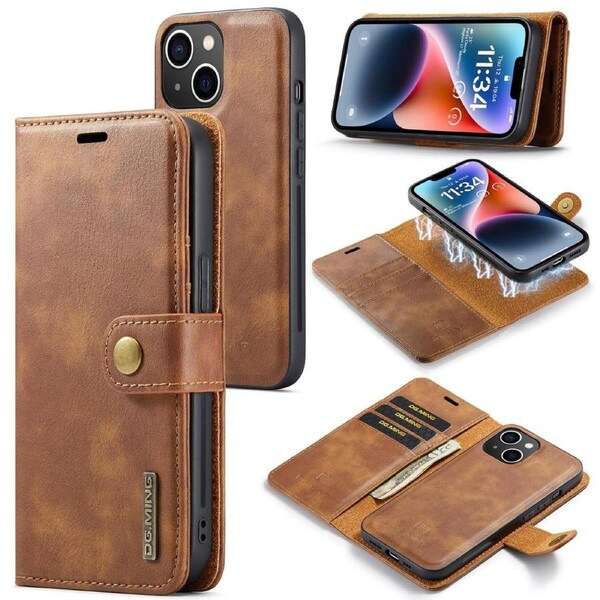 DG.Ming Wallet with Magnetic Case For iPhone 14 - Brown