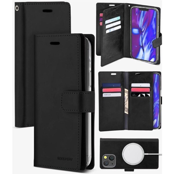 Goospery Mercury Mansoor For iPhone 14 Plus - Black Diary Wallet Phone Case
