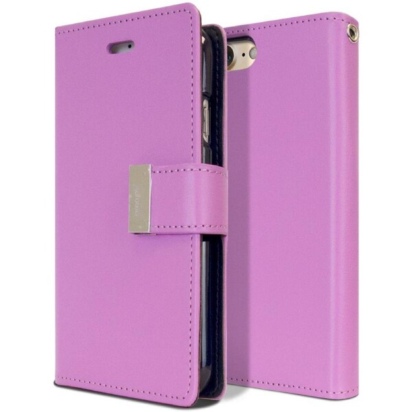 Goospery Mercury Rich Diary For iPhone 7 / 8 / SE 2020 - Purple Wallet Phone Case Cover Magnetic Closure
