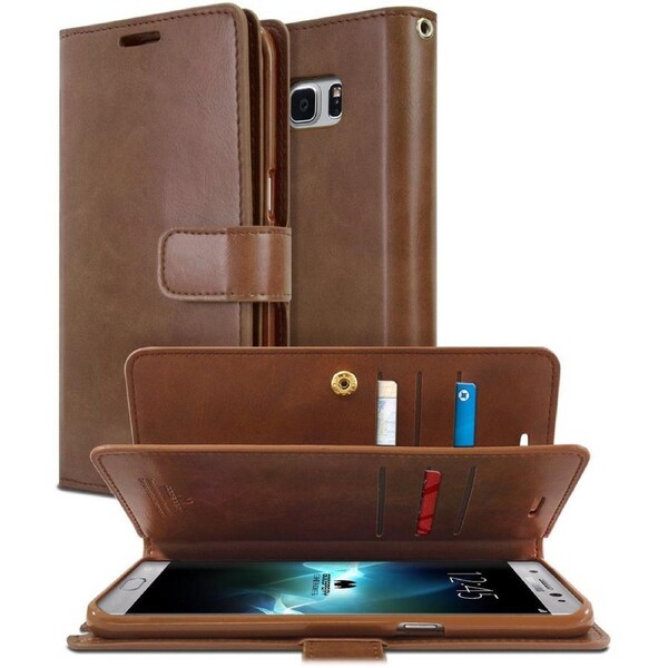 Goospery Mercury Mansoor For Galaxy S10 - Brown Diary Wallet Phone Case