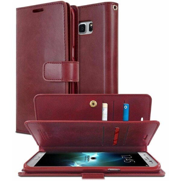 Goospery Mercury Mansoor For Galaxy S10+ Plus - Wine Diary Wallet Phone Case