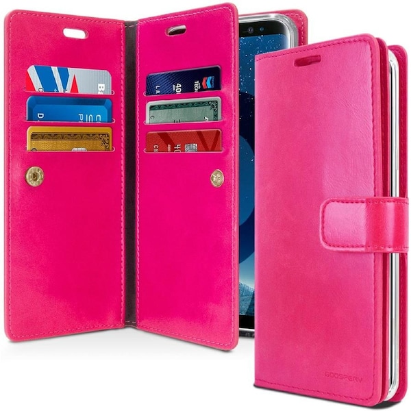 Goospery Mercury Mansoor For Galaxy S9 - Hot Pink Diary Wallet Phone Case