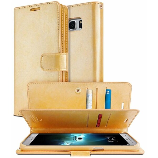 Goospery Mercury Mansoor For Galaxy S10+ Plus - Gold Diary Wallet Phone Case