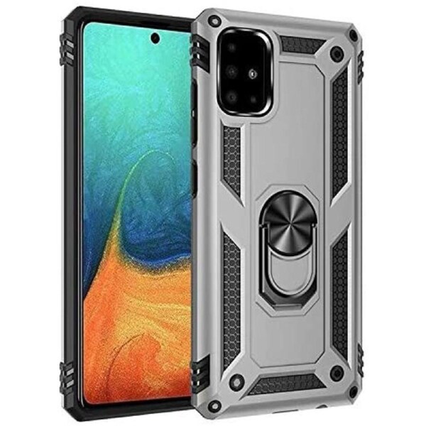 Metal Ring Shock Proof Case For Galaxy A31 - Silver