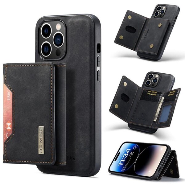 DG.Ming M2 Series 3 Fold Wallet For iPhone 14 Pro Max - Black