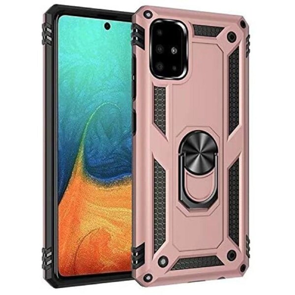 Metal Ring Shock Proof Case For Galaxy A31 - Rose Gold
