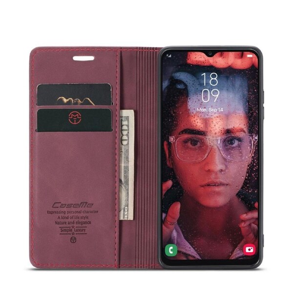 CaseMe 013 Series Slim Compact Wallet Phone Case For Galaxy A04S - Red