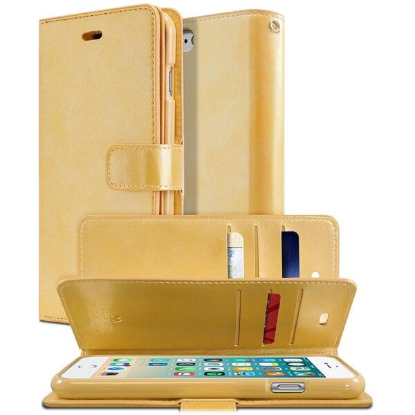 Goospery Mercury Mansoor For iPhone 7 / 8 / SE 2020 - Gold Diary Wallet Phone Case