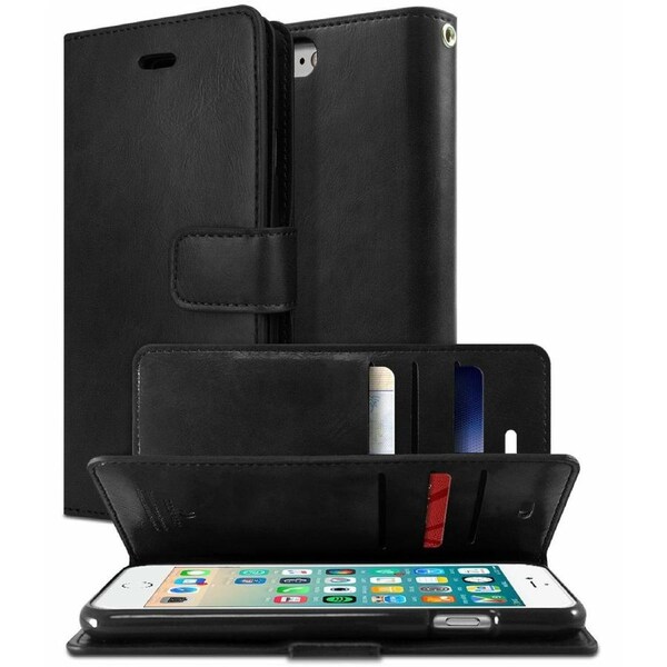 Goospery Mercury Mansoor For iPhone 7 / 8 / SE 2020 - Black Diary Wallet Phone Case
