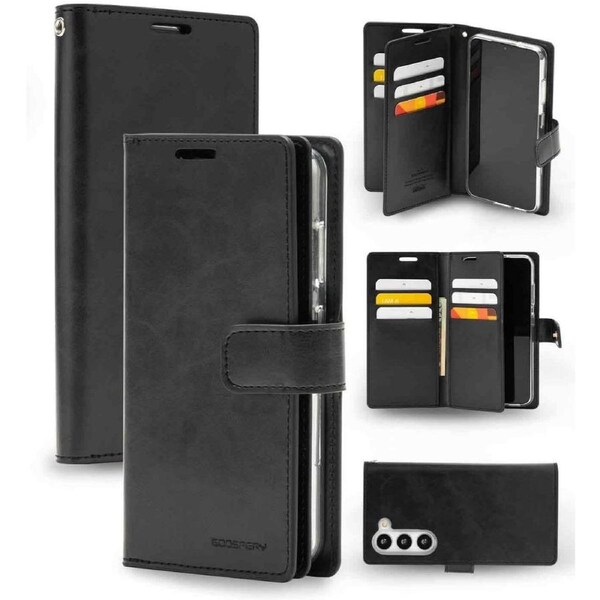 Goospery Mercury Mansoor For Galaxy S25 - Black Diary Wallet Phone Case