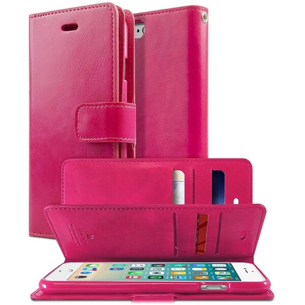 Goospery Mercury Mansoor For iPhone 7 / 8 Plus - Hot Pink Diary Wallet Phone Case