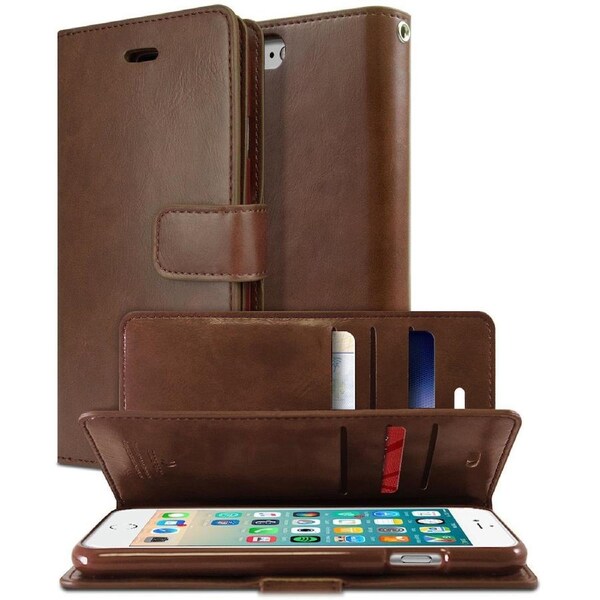 Goospery Mercury Mansoor For iPhone 7 / 8 Plus - Brown Diary Wallet Phone Case