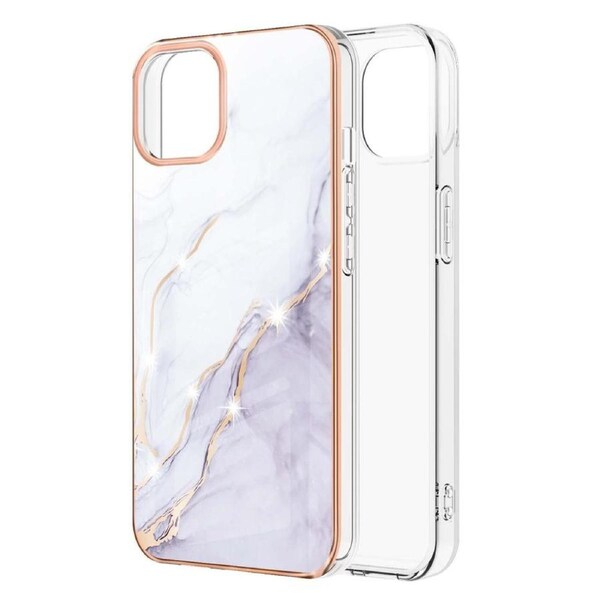 Electroplating Marble Pattern Case For iPhone 13 Pro Max - White
