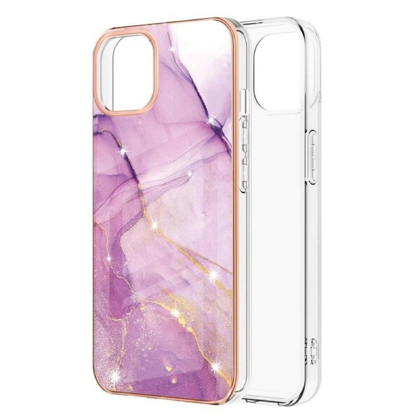 Electroplating Marble Pattern Case For iPhone 13 Pro Max - Purple