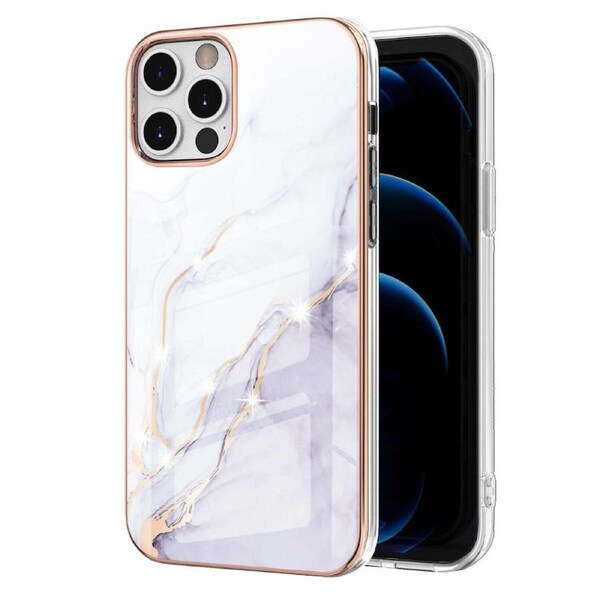 Electroplating Marble Pattern Case For iPhone 12 Pro Max - White