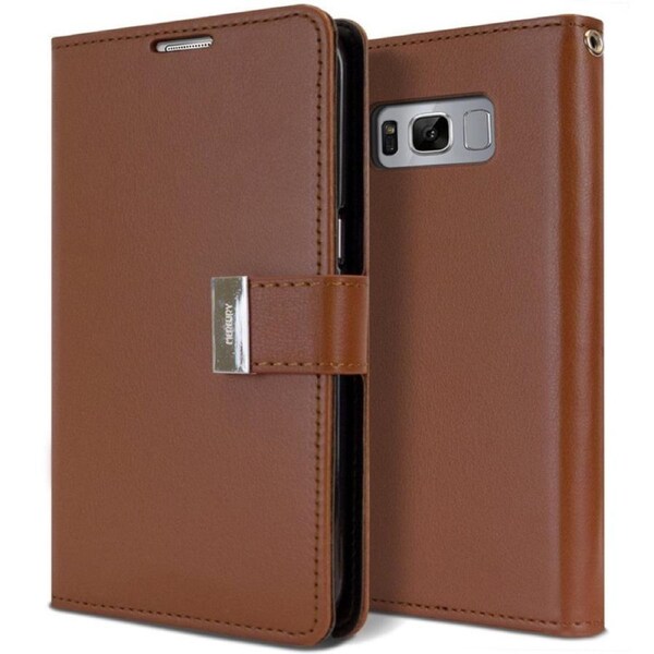 Goospery Mercury Rich Diary For Galaxy S10 - Brown Wallet Phone Case Cover Magnetic Closure
