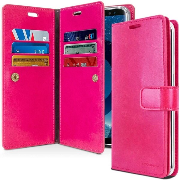 Goospery Mercury Mansoor For Galaxy S10+ Plus - Hot Pink Diary Wallet Phone Case
