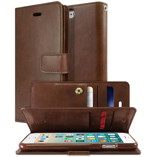 Goospery Mercury Mansoor For iPhone XR - Brown Diary Wallet Phone Case