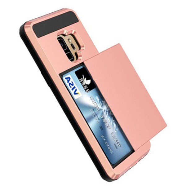 Slide Armor Case Shock Proof Card Slot For Galaxy S9 - Rose Gold