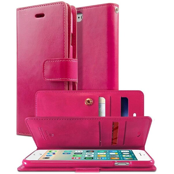 Goospery Mercury Mansoor For iPhone XS - Hot Pink Diary Wallet Phone Case