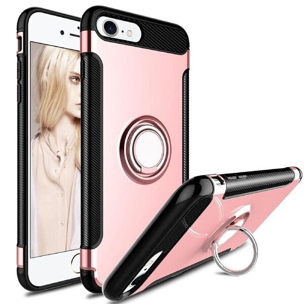 Metal Ring Slim Armour Case For iPhone 7 / 8 / SE 2020 - Rose Gold