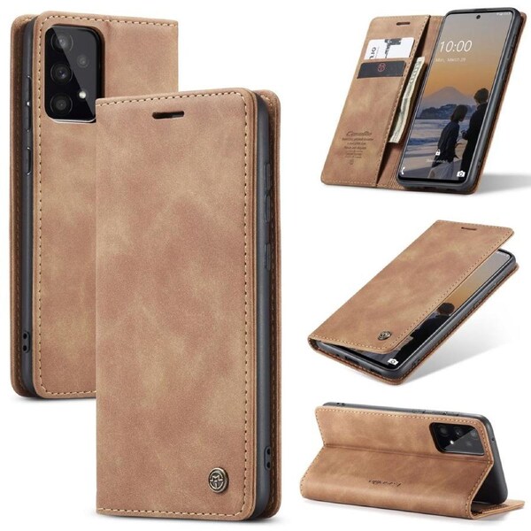 CaseMe 013 Series Slim Compact Wallet Phone Case For Galaxy A33 5G - Brown
